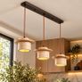 3 Light Travertine Pendant Ceiling Light with Natural Wood Accents Japandi Style Image 6