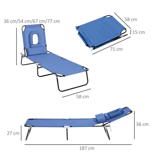 Adjustable Sun Lounger W/Pillow (FREE POSTAGE)