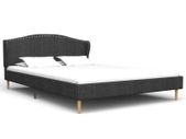 Bed Frame Dark Grey Fabric 135x190 cm