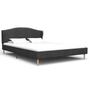 Bed Frame Dark Grey Fabric 135x190 cm