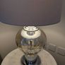 Pair of Glass & Chrome Table Lamps with Grey Shades Image 3