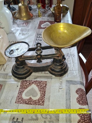 Vintage Black Librasco Cast Iron and Brass Kitchen Scales around 1930s Postage Available or Collection