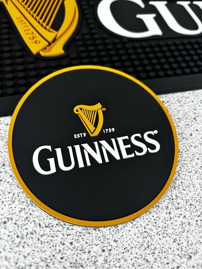 guinness rubber bar runner and coasters