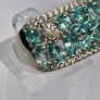 Beautiful Blue Apatite , White Zircon Cluster Ring in rhodium Sterling Silver Image 4