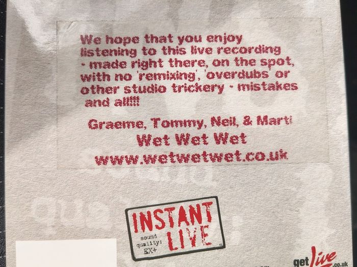 Wet Wet Wet - Instant Live - The Point, Dublin - 17/12/04 2 x CD (2004) Official Bootleg EX+