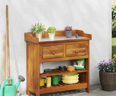 Garden Cabinet Natural 78 x 36.5 x 78cm Solid Acacia Wood