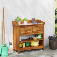 Garden Cabinet Natural 78 x 36.5 x 78cm Solid Acacia Wood