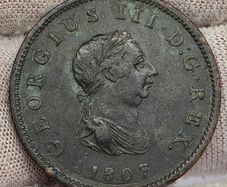 Great Britain 1807 Half Penny Coin George III Soho Mint