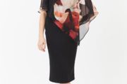 Coast printed over layer black dress BNWT