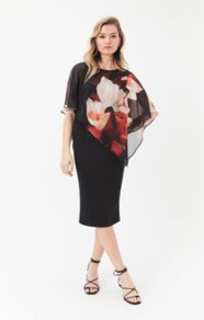 Coast printed over layer black dress BNWT