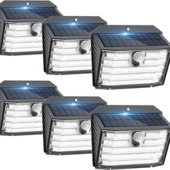 Solar Lights Outdoor, Super Bright 126LED Solar Security Lights PIR Motion Sensor with 3 Lighting Modes, 270 Lighting Angle, Wireless IP65 Waterproof Wall Lights for Outside (6 Pack)
