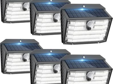 Solar Lights Outdoor, Super Bright 126LED Solar Security Lights PIR Motion Sensor with 3 Lighting Modes, 270 Lighting Angle, Wireless IP65 Waterproof Wall Lights for Outside (6 Pack)