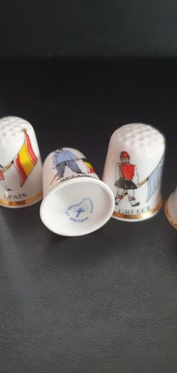 Collection of Bone China Thimbles Flags Of the World