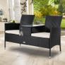 Garden Bench Weatherproof Poly Rattan Table Cushions 320kg Load Image 2