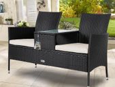 Garden Bench Weatherproof Poly Rattan Table Cushions 320kg Load
