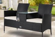Garden Bench Weatherproof Poly Rattan Table Cushions 320kg Load