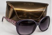 Guess Purple Oversized Sunglasses - Zebra Print Arms + Case
