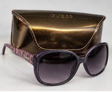 Guess Purple Oversized Sunglasses - Zebra Print Arms + Case