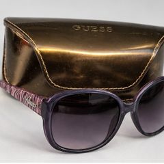 Guess Purple Oversized Sunglasses - Zebra Print Arms + Case