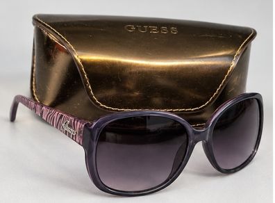 Guess Purple Oversized Sunglasses - Zebra Print Arms + Case