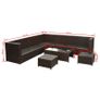 8 Piece Garden Lounge Set with Cushions Poly Rattan Brown Image 8