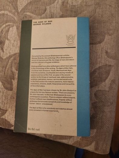 The Ages Of Man. Shakespeare's Image Of Man And Nature.  Arranged By George Rylands. 1962 Edition Paperback In Good Condition.  See Photos For Same.