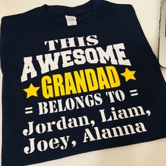 This Awesome Grandad Belongs To Personalized Names Dad T-shirt Tee Top Shirt Gift