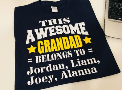 This Awesome Grandad Belongs To Personalized Names Dad T-shirt Tee Top Shirt Gift