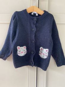 Navy sequin cat cardigan