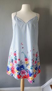 Shein blue striped sun dress, Size 18, Brand new