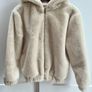 Girls faux fur jacket hooded coat ecru size 10/11 yo Image 3