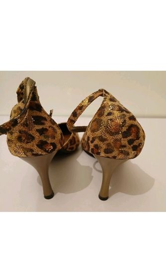 Jinrei Gold Leopard Print Pointed Toe Ankle Strap Heels EU36 UK3 New Boxed  CAN POST