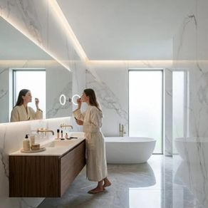 Statuario Belgia Marble-Effect Polished Porcelain Tile 240x120cm