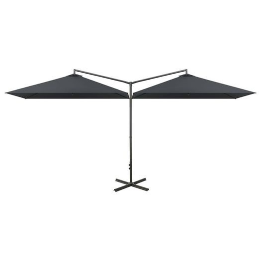 Double Parasol with Steel Pole Anthracite 600x300 cm