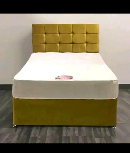 New Stylish Double 4ft, 4ft6 Divan Beds With Optional Drawers And Tufted Mattresses Instock. Multiple Headboard Options Available. Free Delivery