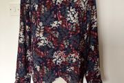 Navy blue floral blouse Size M Uk 12 includes postage