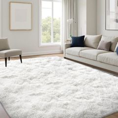 160x230 cm Large Area Carpet Fluffy Washable Soft Shaggy Anti Slip Modern Decor Mat for Bedroom Lounge Kids Nursery Room, Cream