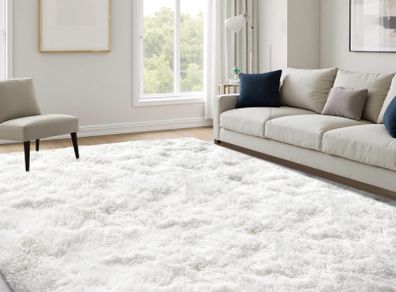 160x230 cm Large Area Carpet Fluffy Washable Soft Shaggy Anti Slip Modern Decor Mat for Bedroom Lounge Kids Nursery Room, Cream