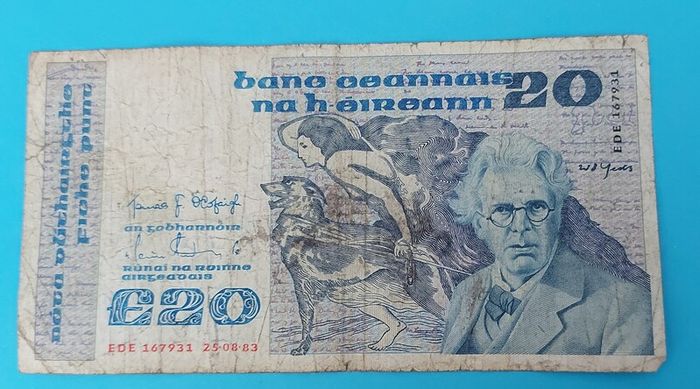 Irish 4 X 1980's  Twenty Pound "YEATS"  banknots in Fine  condition