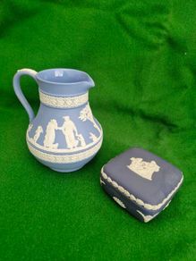 vintage Wedgwood Jasperware  Jug + Trinket Box