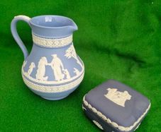 vintage Wedgwood Jasperware  Jug + Trinket Box