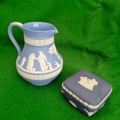 vintage Wedgwood Jasperware  Jug + Trinket Box