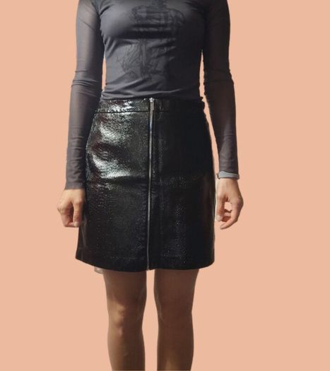 Croc Effect Faux Leather Mini Skirt  New Look  UK 12
