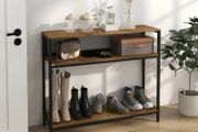 Sideboard Console Table Hall Shelf, Industrial Design, 100 cm x 29.5 cm x 90 cm, Brown + Black