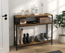 Sideboard Console Table Hall Shelf, Industrial Design, 100 cm x 29.5 cm x 90 cm, Brown + Black