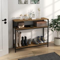 Sideboard Console Table Hall Shelf, Industrial Design, 100 cm x 29.5 cm x 90 cm, Brown + Black