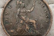 Great Britain 1874 H Penny Coin Queen Victoria Heaton Mint