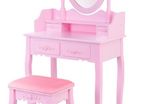 Bedroom Sets Makeup Table 4 Drawers Stool, Pink