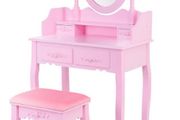 Bedroom Sets Makeup Table 4 Drawers Stool, Pink