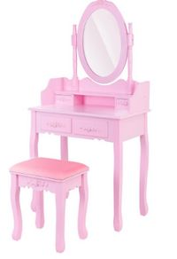 Bedroom Sets Makeup Table 4 Drawers Stool, Pink